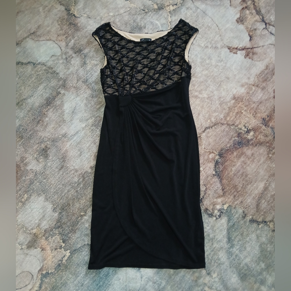 Connected Apparel Black Midi Dress